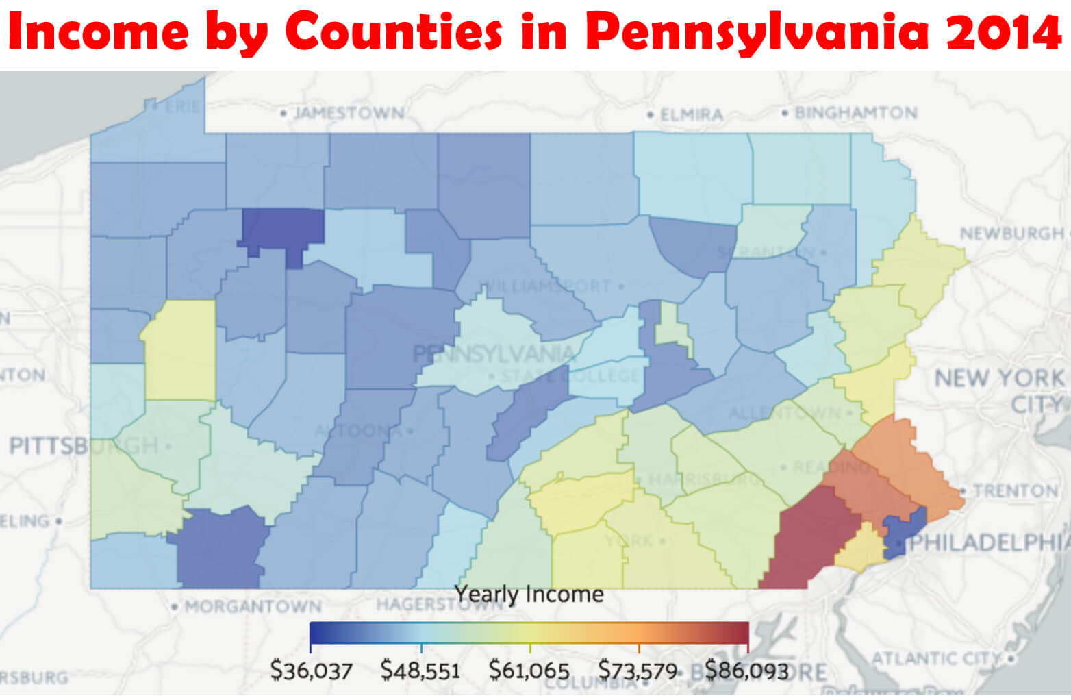 Income by Counties in Pennsylvania 2014
